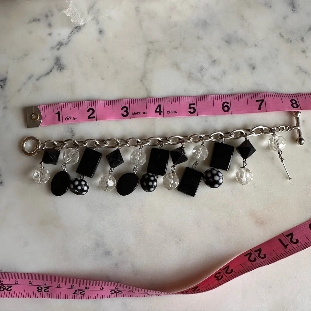 Silver Metal Toggle Beaded Bracelet